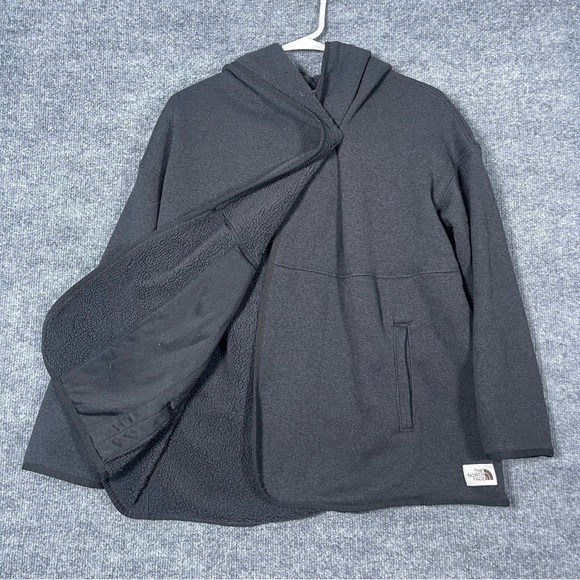 The North Face Women’s Medium Charcoal Gray Fleece Wrap Hooded Cardigan Sweater - Picture 1 of 12